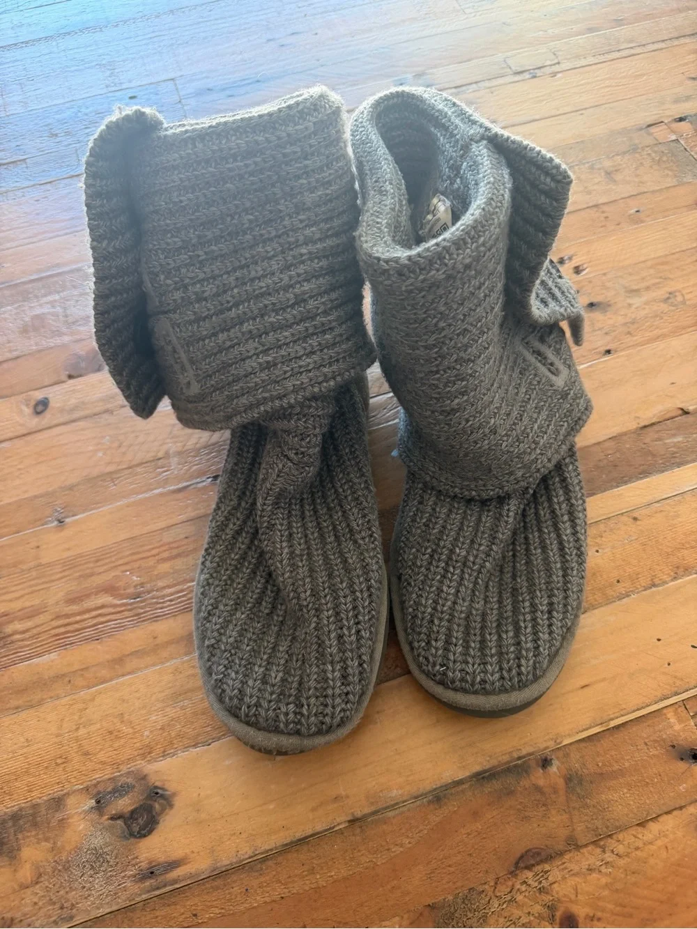 UGG Gray Knit Button-Accent Winter Boot